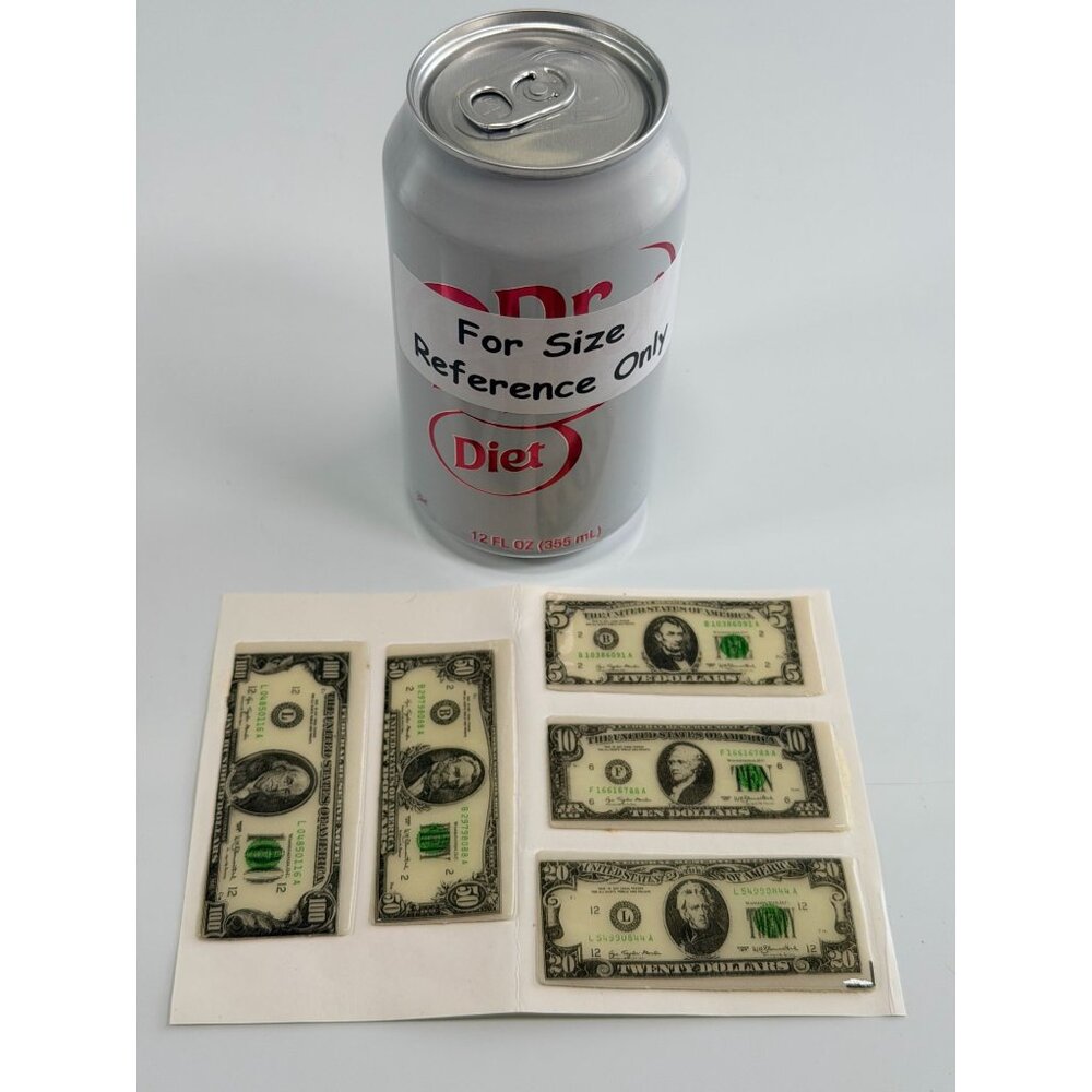 VIntage Toy 3" Plastic Puffy Stickers NOS 1980's Fake Play Dollars Money Bills - Picture 4 of 6